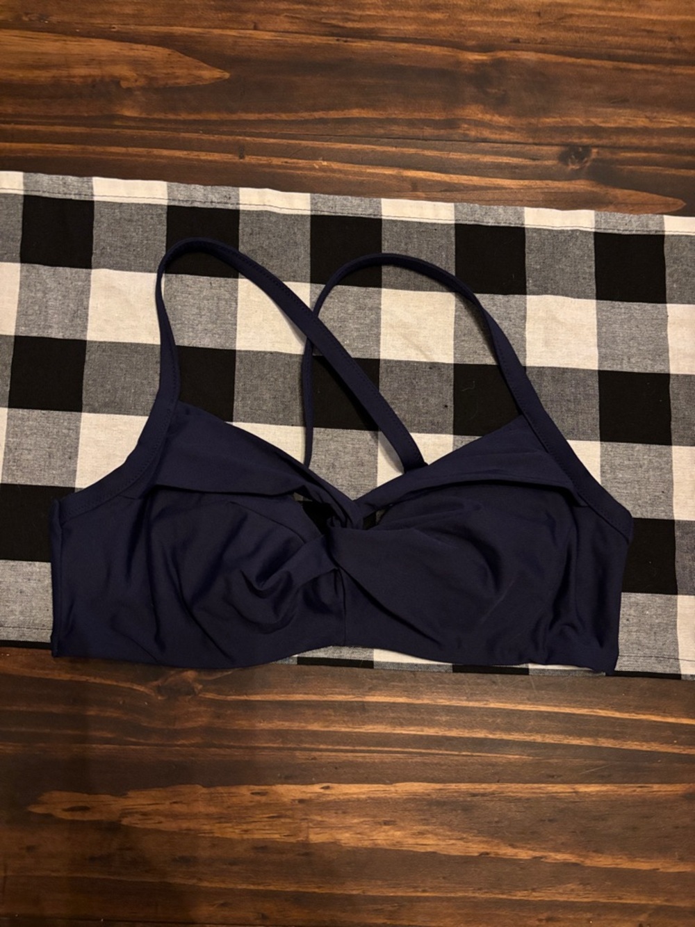 Athleta Twist Up Bikini Top navy blue 36 b/c